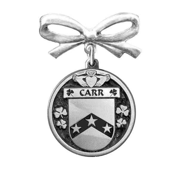 Carr Irish Coat of Arms Disk Bow Brooch
