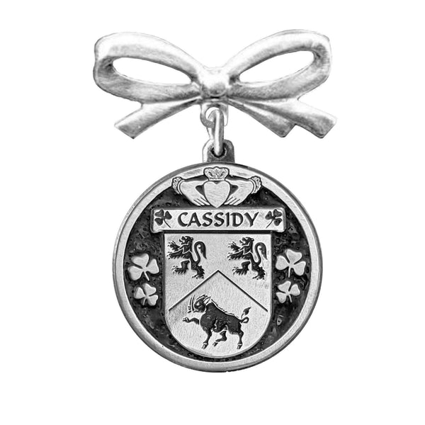 Cassidy Irish Coat of Arms Disk Bow Brooch