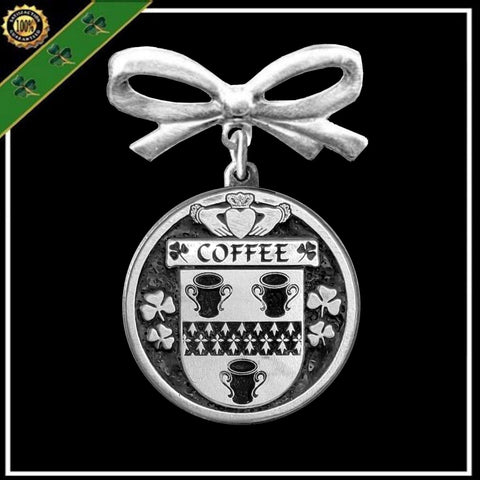 Coffee Irish Coat of Arms Disk Bow Brooch