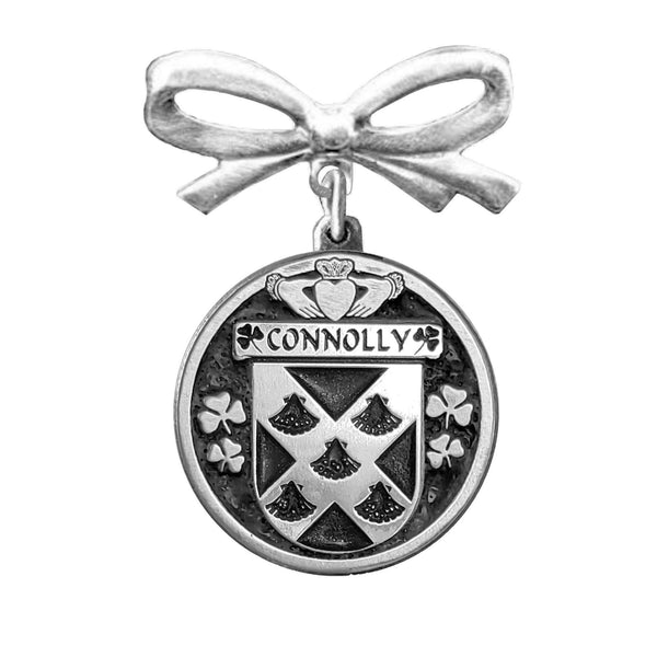Connolly Irish Coat of Arms Disk Bow Brooch
