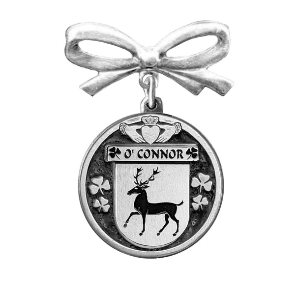 O'Connor Corcomroe Irish Coat of Arms Disk Bow Brooch