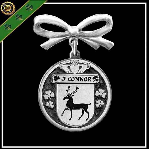 O'Connor Corcomroe Irish Coat of Arms Disk Bow Brooch