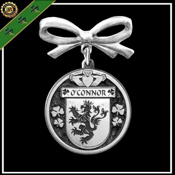 O'Connor Kerry Irish Coat of Arms Disk Bow Brooch