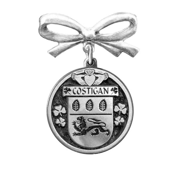Costigan Irish Coat of Arms Disk Bow Brooch