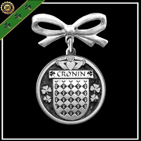 Cronin Irish Coat of Arms Disk Bow Brooch