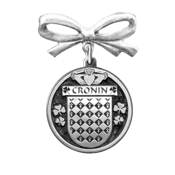 Cronin Irish Coat of Arms Disk Bow Brooch