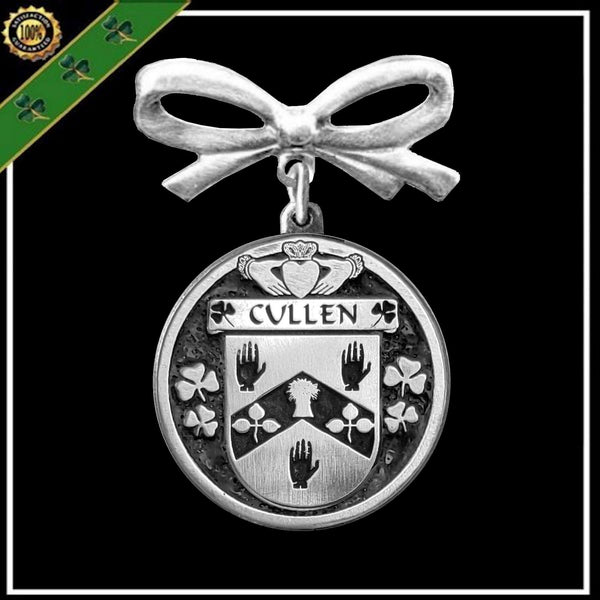 Cullen Irish Coat of Arms Disk Bow Brooch