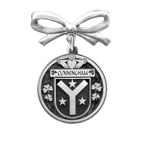 Cunningham Irish Coat of Arms Disk Bow Brooch