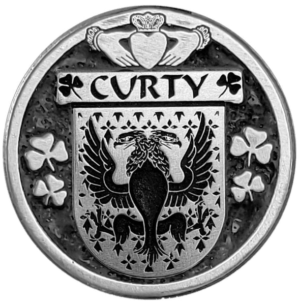 Curty Irish Coat of Arms Disk Bow Brooch