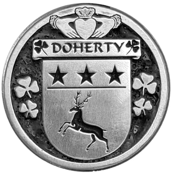 Doherty Irish Coat of Arms Disk Bow Brooch