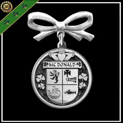 McDonald Irish Coat of Arms Disk Bow Brooch