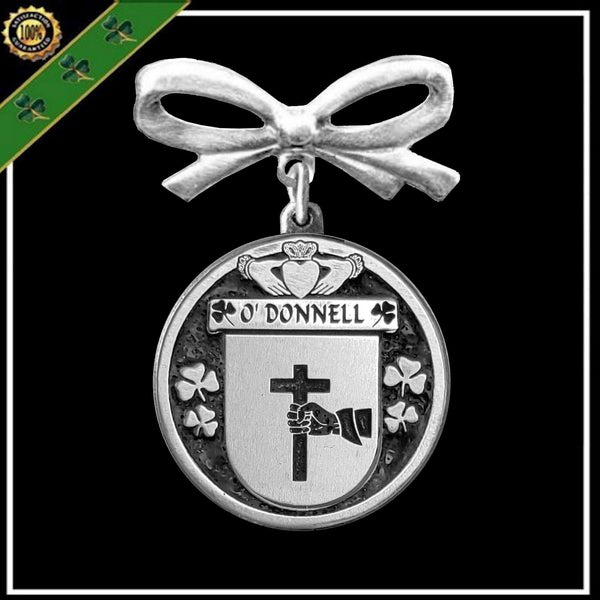 O'Donnell Irish Coat of Arms Disk Bow Brooch