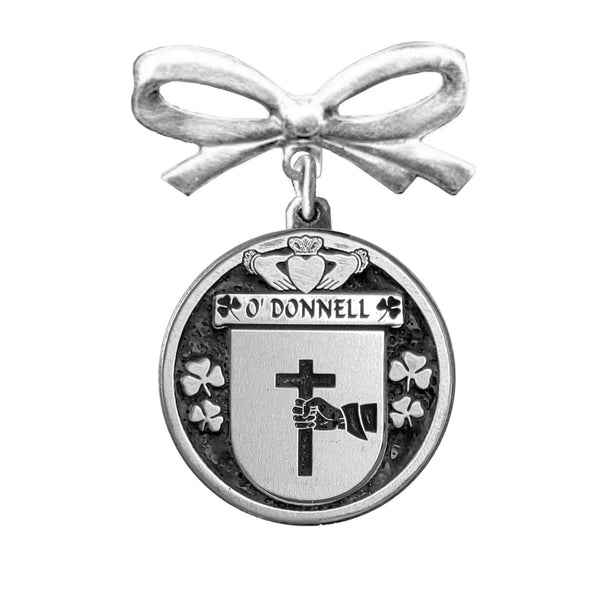 O'Donnell Irish Coat of Arms Disk Bow Brooch