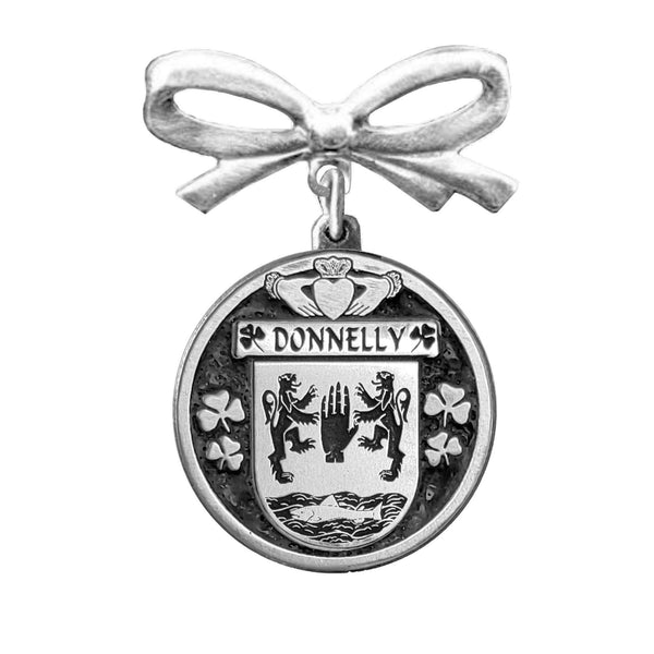 Donnelly Irish Coat of Arms Disk Bow Brooch