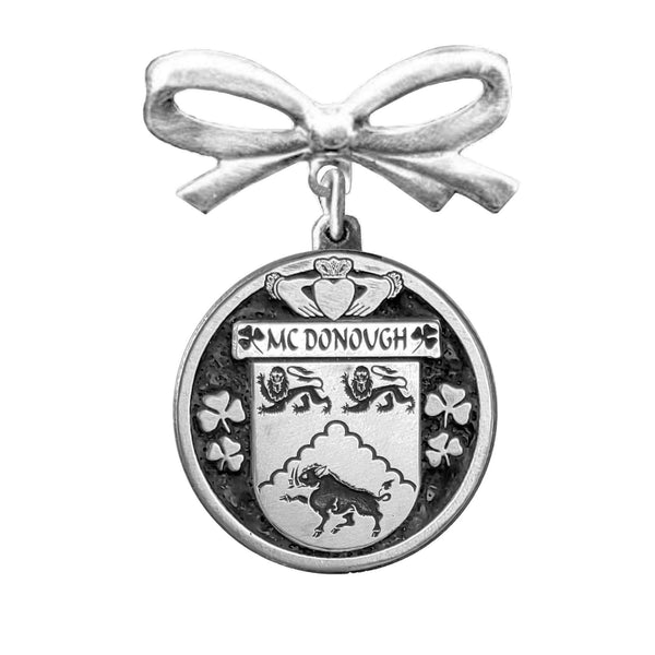 McDonough Irish Coat of Arms Disk Bow Brooch