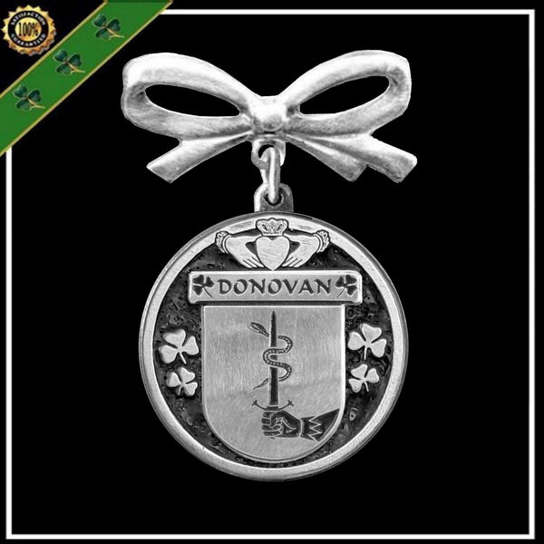 Donovan Irish Coat of Arms Disk Bow Brooch