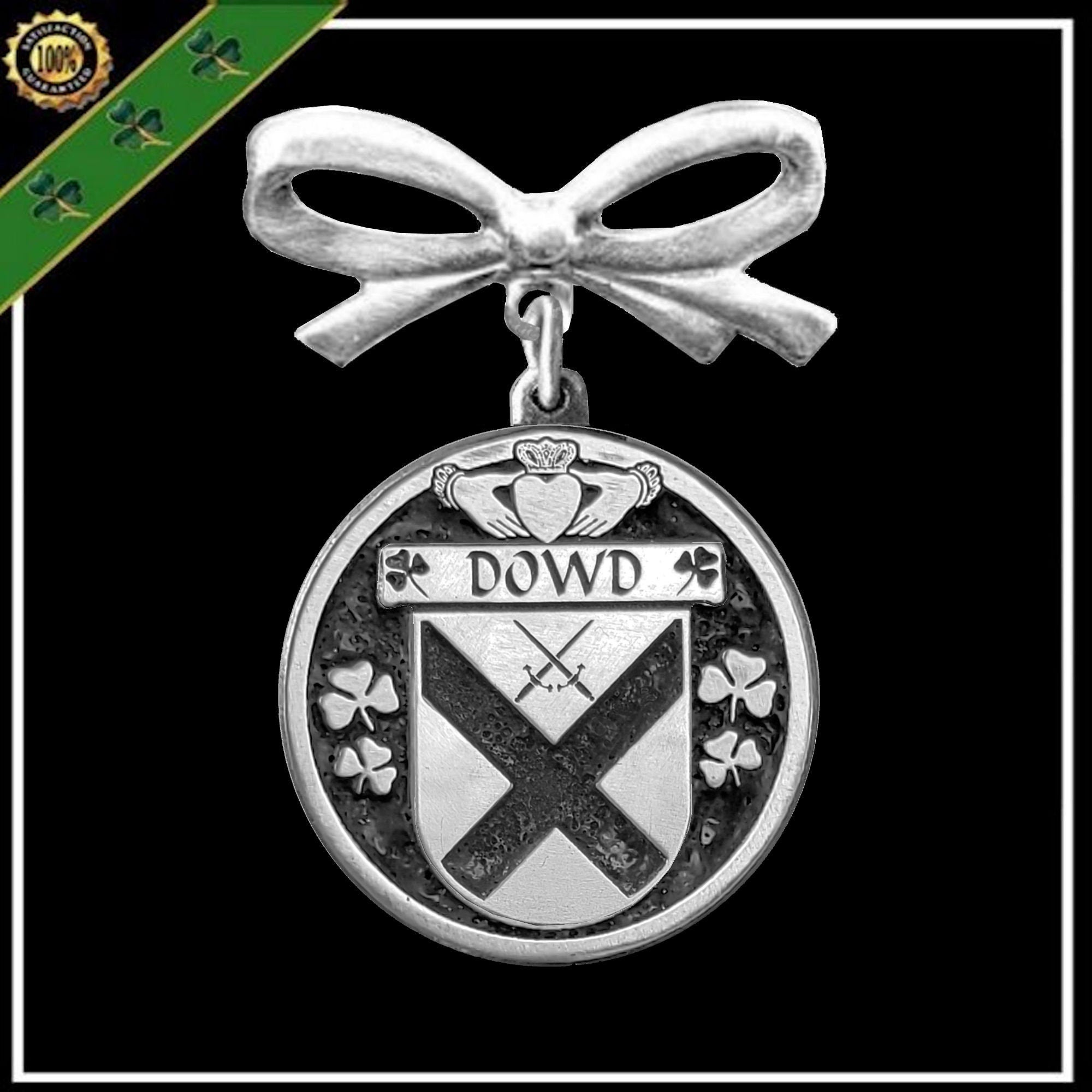 Dowd Irish Coat of Arms Disk Bow Brooch