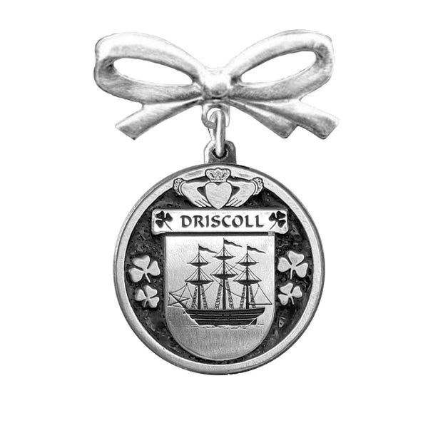 Driscoll Irish Coat of Arms Disk Bow Brooch