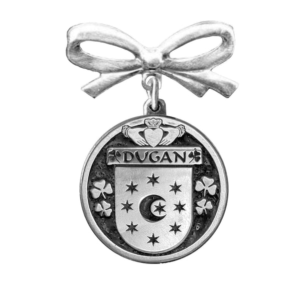 Dugan Irish Coat of Arms Disk Bow Brooch