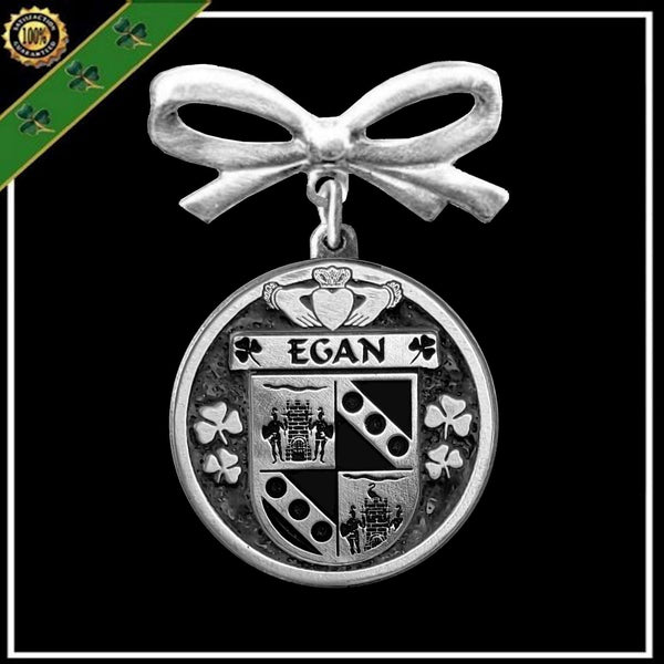 Egan Irish Coat of Arms Disk Bow Brooch