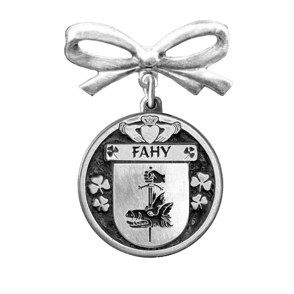 Fahy Irish Coat of Arms Disk Bow Brooch