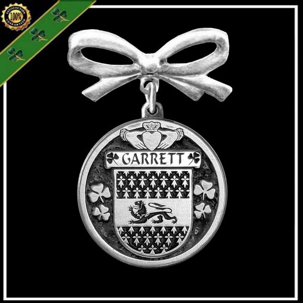 Garrett Irish Coat of Arms Disk Bow Brooch