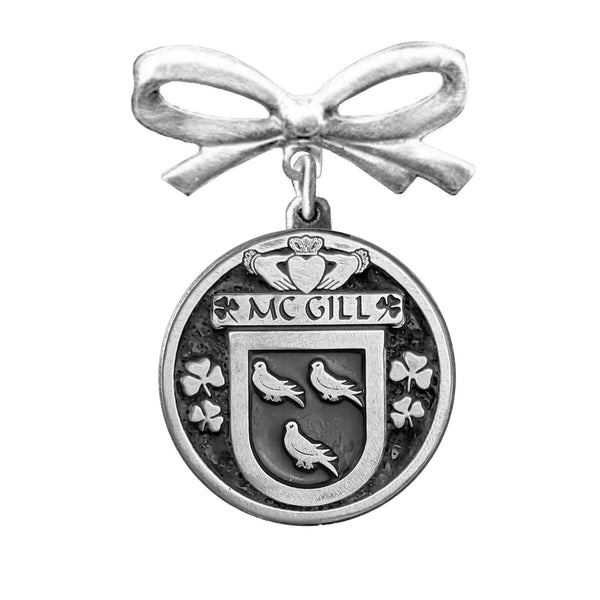 McGill Irish Coat of Arms Disk Bow Brooch
