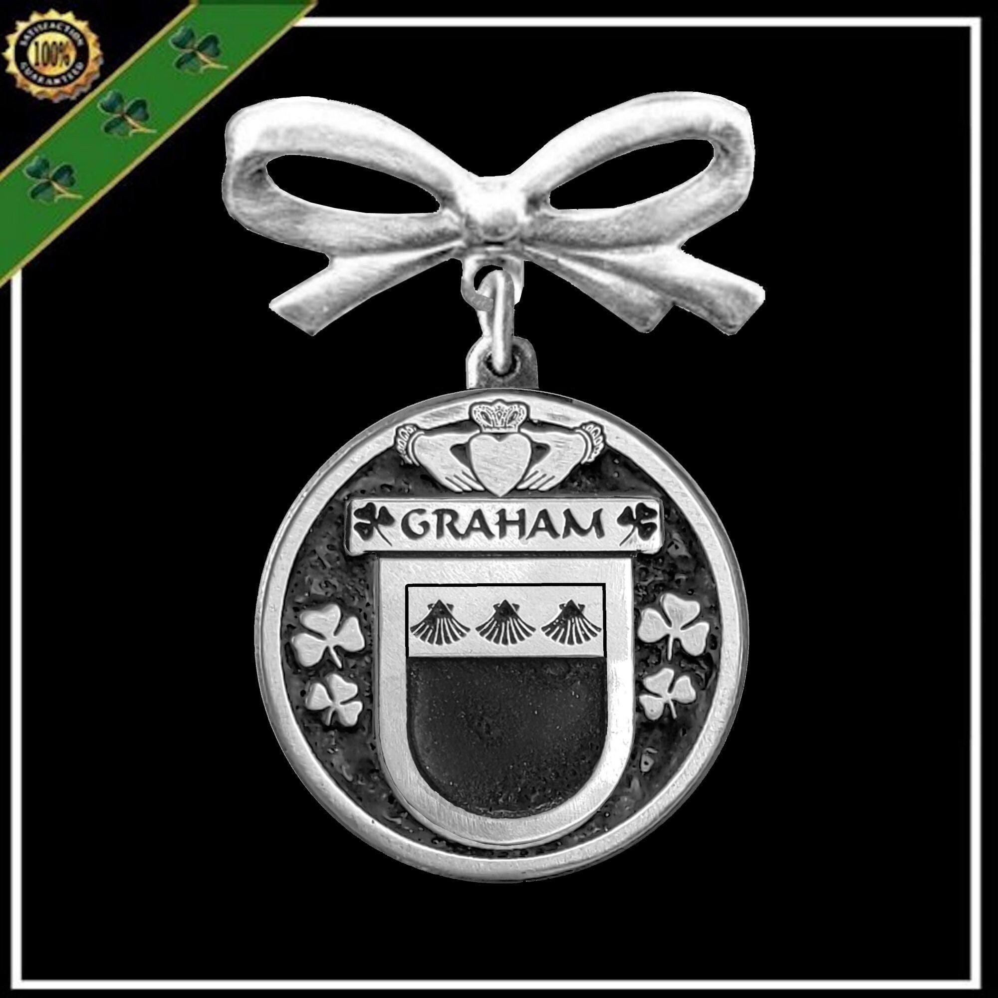 Graham Irish Coat of Arms Disk Bow Brooch