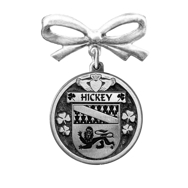 Hickey Irish Coat of Arms Disk Bow Brooch