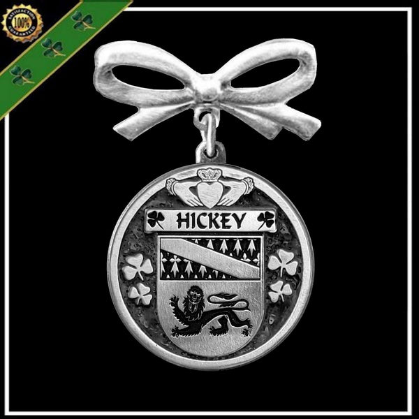 Hickey Irish Coat of Arms Disk Bow Brooch