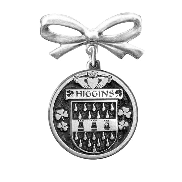 Higgins Irish Coat of Arms Disk Bow Brooch