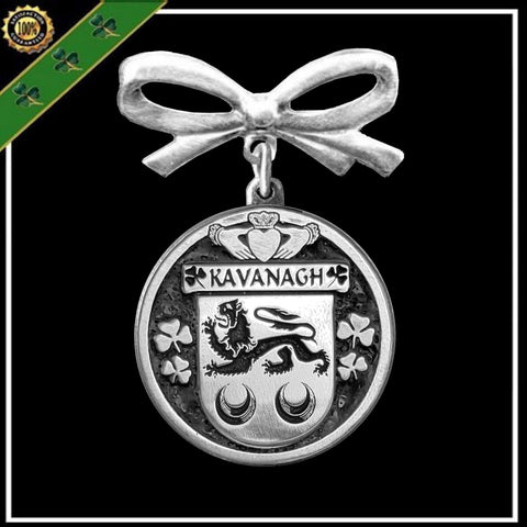 Kavanagh Irish Coat of Arms Disk Bow Brooch