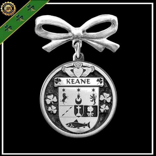 Keane Irish Coat of Arms Disk Bow Brooch