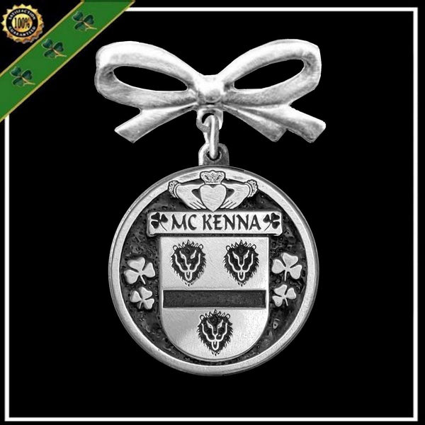 McKenna Irish Coat of Arms Disk Bow Brooch