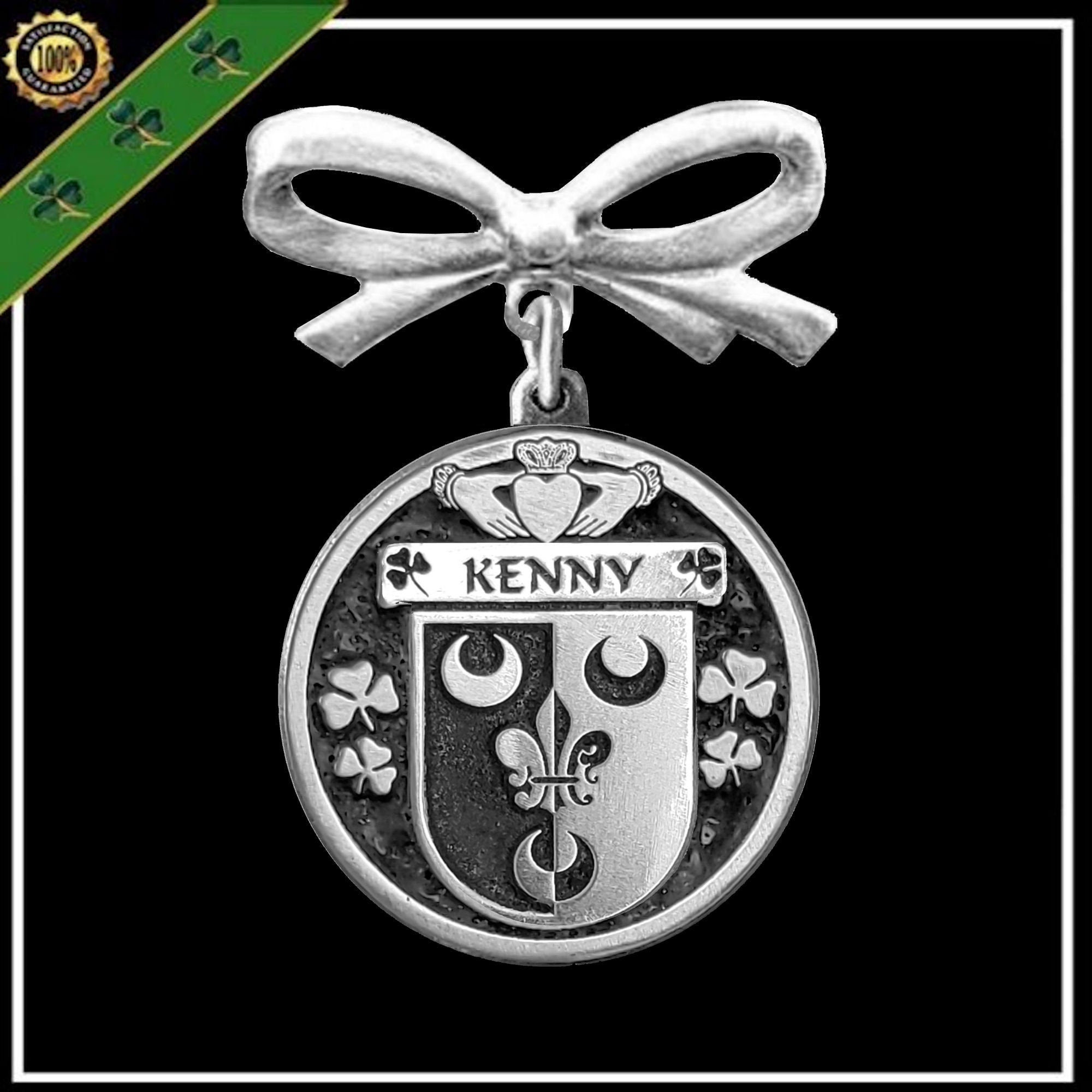 Kenny Irish Coat of Arms Disk Bow Brooch