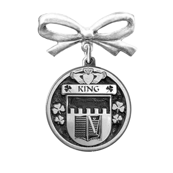 King Irish Coat of Arms Disk Bow Brooch