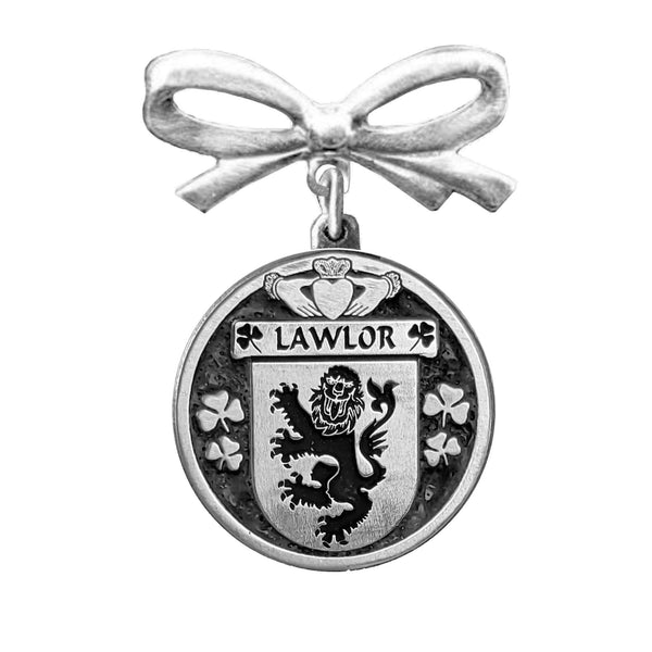 Lawler Irish Coat of Arms Disk Bow Brooch