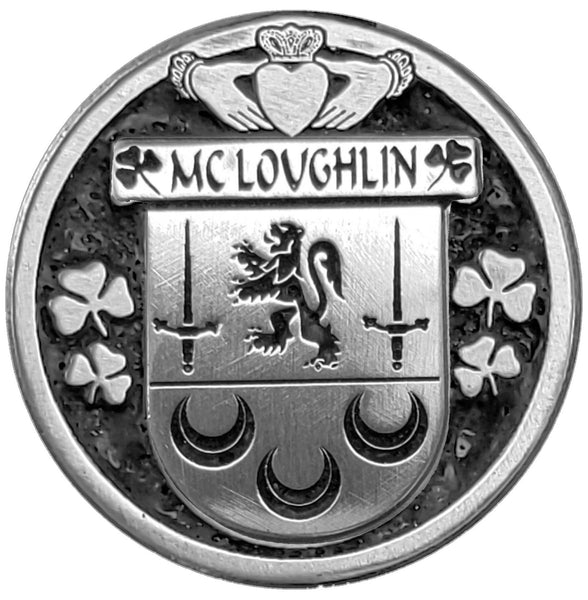 McLoughlin Irish Coat of Arms Disk Bow Brooch
