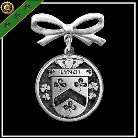 Lynch Irish Coat of Arms Disk Bow Brooch