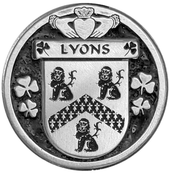 Lyons Irish Coat of Arms Disk Bow Brooch