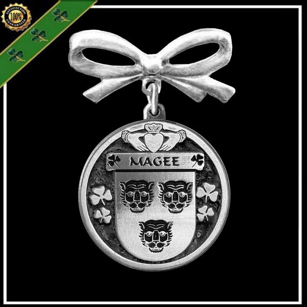 Magee Irish Coat of Arms Disk Bow Brooch
