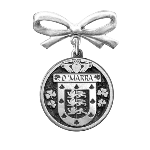 O'Marra Irish Coat of Arms Disk Bow Brooch