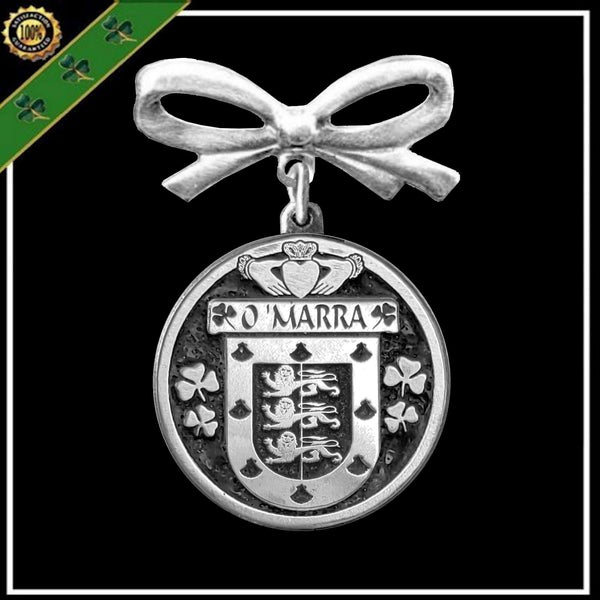 O'Marra Irish Coat of Arms Disk Bow Brooch