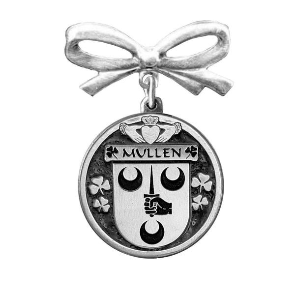 Mullen Irish Coat of Arms Disk Bow Brooch