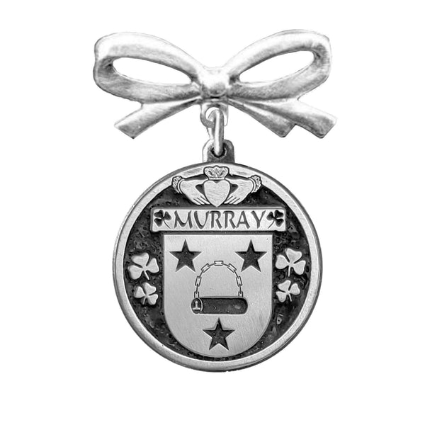 Murray 2 Irish Coat of Arms Disk Bow Brooch