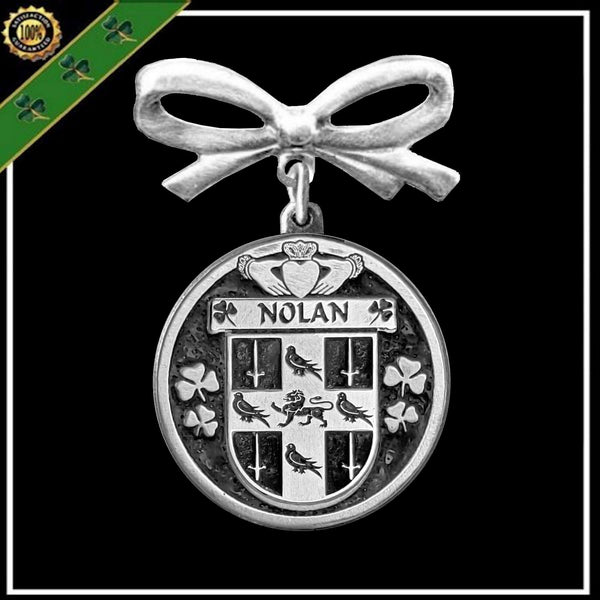Nolan Irish Coat of Arms Disk Bow Brooch