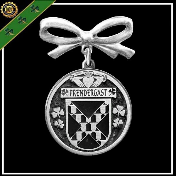 Prendergast Tipperary Irish Coat of Arms Disk Bow Brooch