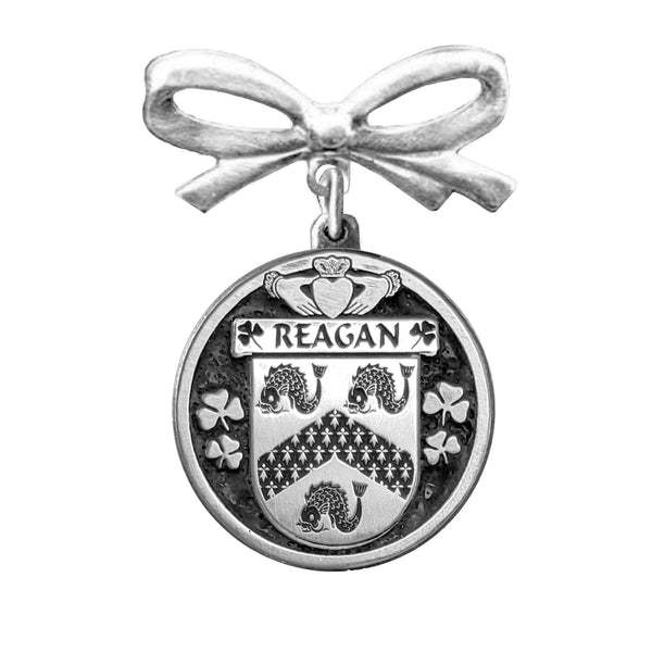 Reagan Irish Coat of Arms Disk Bow Brooch