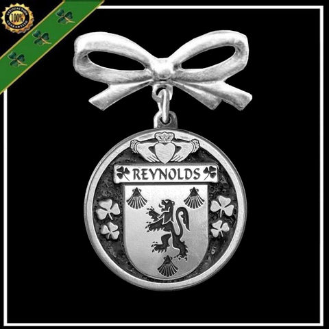 Reynolds Irish Coat of Arms Disk Bow Brooch