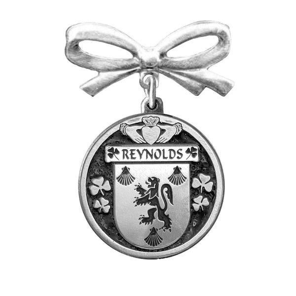 Reynolds Irish Coat of Arms Disk Bow Brooch